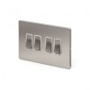 Brushed Chrome 10A 4 Gang 2 Way Switch With White insert