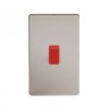 Brushed Chrome 45A 1 Gang Double Pole Switch, Large Plate with White Insert - Satin Steel - Sockets & Switches