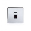 Polished Chrome Luxury 10A 1 Gang 2 Way Switch with Black Insert - Bright Chrome - Sockets & Switches