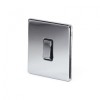 Polished Chrome Luxury 10A 1 Gang 2 Way Switch with Black Insert - Bright Chrome - Sockets & Switches