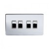 Polished Chrome Luxury 10A 4 Gang 2 Way Switch With White Insert