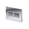 Polished Chrome Luxury 10A 6 Gang 2 Way Switch With White Insert