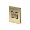 Brushed Brass Period 10A 2 Gang 2 Way Switch With Black Insert