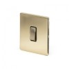 Brushed Brass Period 10A 1 Gang Intermediate Switch With Black Insert