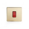 Brushed Brass Period 45A 1 Gang Double Pole Switch, Single Plate