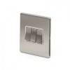 Brushed Chrome 3 Gang Intermediate Switch Wht Ins Screwless - Satin Steel - Sockets & Switches
