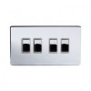 Polished Chrome 4 Gang Intermediate Switch Wht Ins Screwless - Bright Chrome - Sockets & Switches