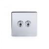 Polished Chrome 2 Gang Intermediate Toggle Switch Screwless - Bright Chrome - Sockets & Switches