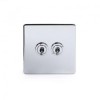 Polished Chrome 2 Gang Intermediate Toggle Switch Screwless - Bright Chrome - Sockets & Switches