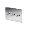 Polished Chrome 3 Gang Intermediate Toggle Switch Screwless - Bright Chrome - Sockets & Switches