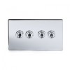 Polished Chrome 4 Gang Intermediate Toggle Switch Screwless - Bright Chrome - Sockets & Switches