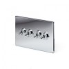 Polished Chrome 4 Gang Intermediate Toggle Switch Screwless - Bright Chrome - Sockets & Switches