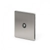 Brushed Chrome 1 Gang Co Axial Socket with Black Insert - Satin Steel - Sockets & Switches