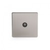 Brushed Chrome 1 Gang Co Axial Socket with Black Insert - Satin Steel - Sockets & Switches