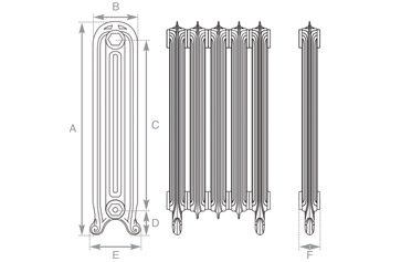 Tuscany Cast Iron Radiator 765mm Spec