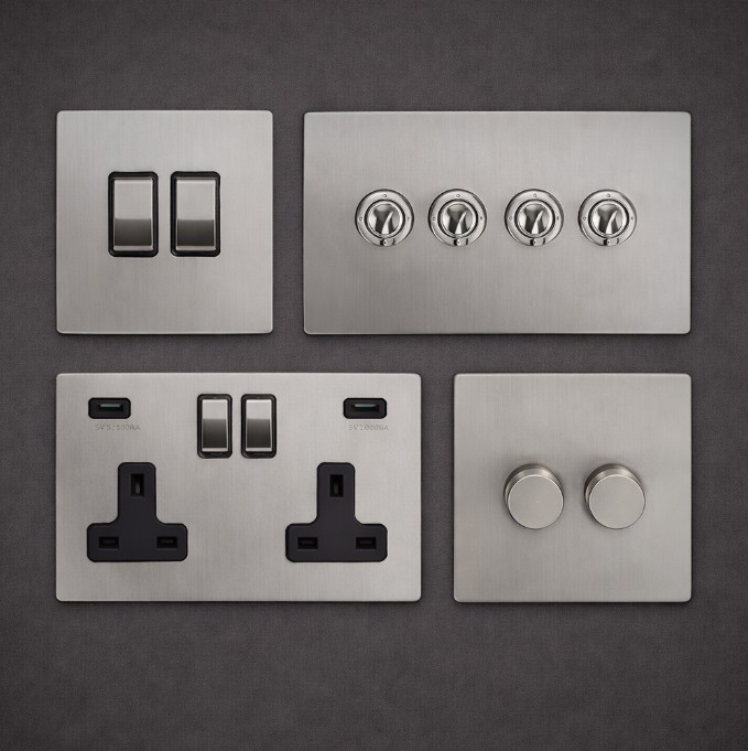 Period electrical sockets & switches - metallic or wooden backplates