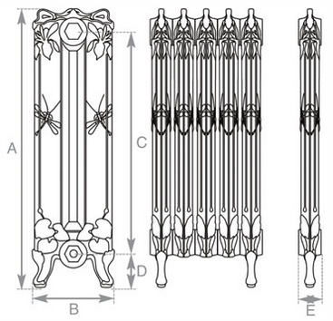 Dragonfly Cast Iron Radiator 790mm