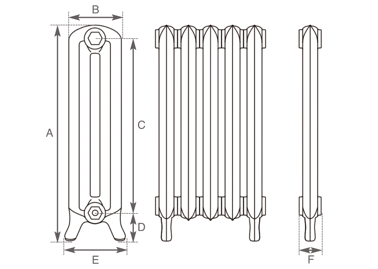 Peerless Cast Iron Radiator 550mm Spec