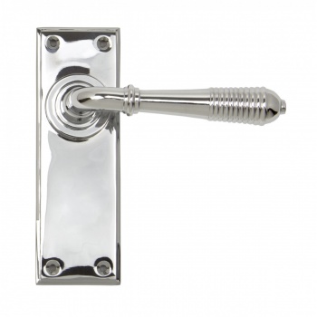 Polished Chrome Reeded Lever Latch Set