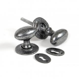 Pewter Oval Mortice/Rim Knob Set