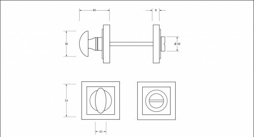 Polished Bronze Round Thumbturn Set (Square)