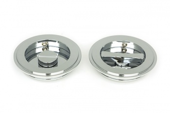 Polished Chrome 75mm Art Deco Round Pull - Privacy Set