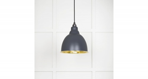 Smooth Brass Brindley Pendant in Slate