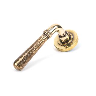 Aged Brass Hammered Newbury Lever on Rose Set (Plain) - U