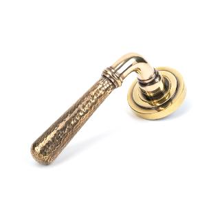 Aged Brass Hammered Newbury Lever on Rose Set (Art Deco) - U