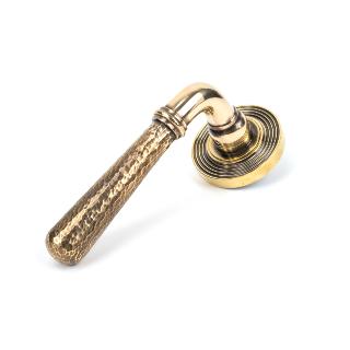 Aged Brass Hammered Newbury Lever on Rose Set (Beehive) - U