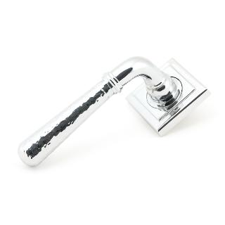 Pol. Chrome Hammered Newbury Lever on Rose Set (Square) - U