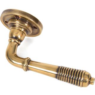 Aged Brass Reeded Lever on Rose Set - U