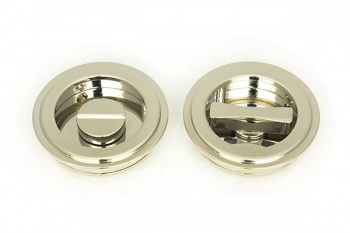 Polished Nickel 60mm Art Deco Round Pull - Privacy Set