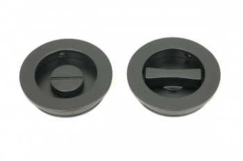 Matt Black 60mm Plain Round Pull - Privacy Set