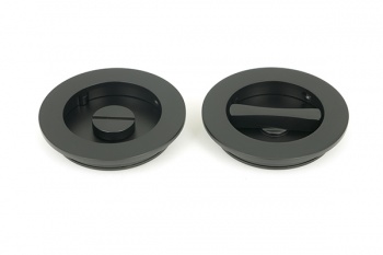 Matt Black 75mm Plain Round Pull - Privacy Set