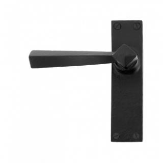 Black Straight Lever Latch Set