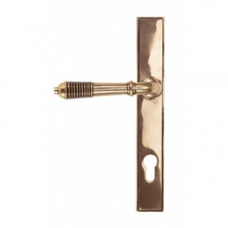 Polished Bronze Reeded Slimline Lever Espag. Lock Set