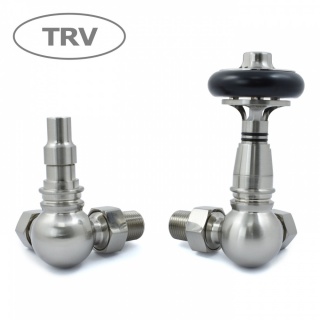 Amberley Thermostatic Radiator Valves - Satin Nickel (Corner TRV)