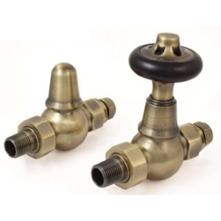 Admiral Straight Cast Iron Radiator Valve - Antique Brass