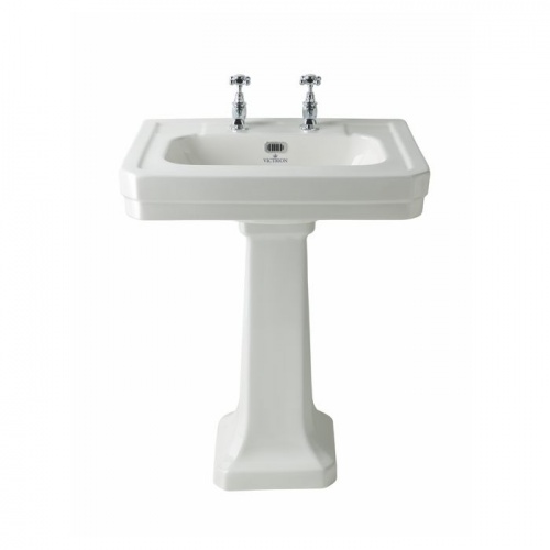 BC Designs Victrion 640mm 2-Taphole Ceramic Basin & Pedestal