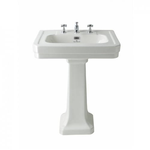 BC Designs Victrion 640mm 3-Taphole Ceramic Basin & Pedestal