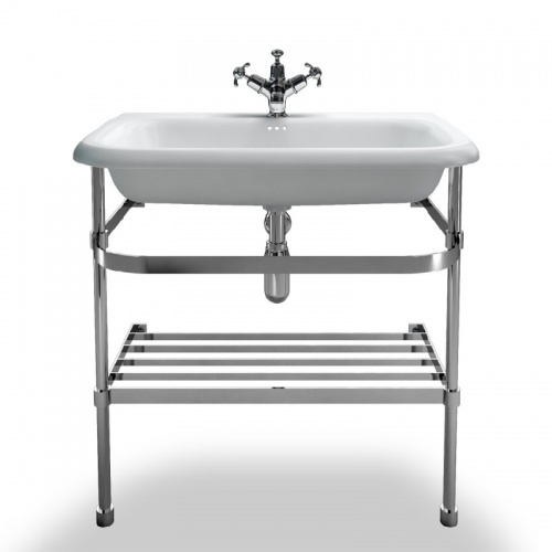 Large Roll Top Basin with Stainless Steel Stand