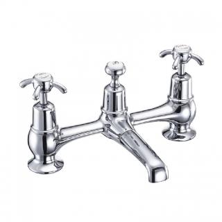 Anglesey 2 Tap Hole Bridge Basin Mixer with Plug & Chain Waste & Swivel Spout