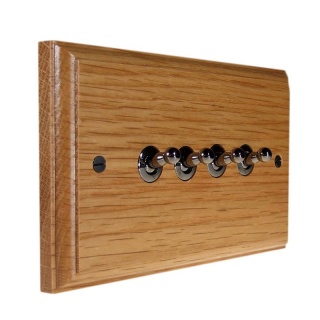 Classic Wood 4 Gang 2Way 10Amp Black Nickel Toggle Switch in Solid Light Oak