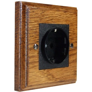 Classic Wood Black Euro style French and Belgian socket in Solid Medium Oak