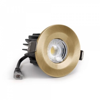 Brushed Brass LED Downlights, Fire Rated, Fixed, IP65, CCT Switch, High CRI, Dimmable