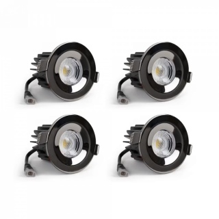 4 Pack - Black Nickel LED Downlights, Fire Rated, Fixed, IP65, CCT Switch, High CRI, Dimmable