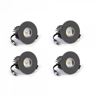 4 Pack - Graphite Grey LED Downlights, Fire Rated, Fixed, IP65, CCT Switch, High CRI, Dimmable