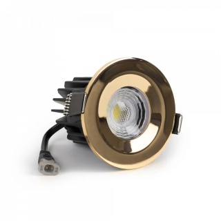 Polished Brass LED Downlights, Fire Rated, Fixed, IP65, CCT Switch, High CRI, Dimmable