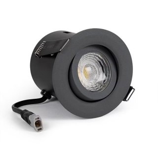 Graphite Grey 3K Warm White Tiltable LED Downlights, Fire Rated, IP44, High CRI, Dimmable